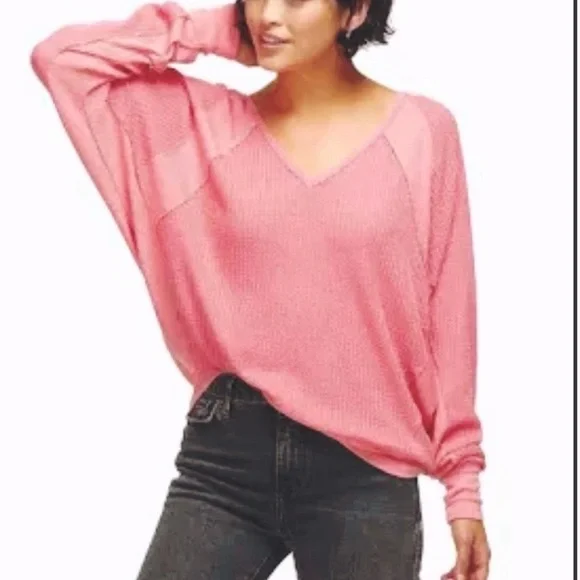 FREE PEOPLE SANTA CLARA THERMAL TOP DUSTY MAUVE XS TO M - Picture 4 of 5